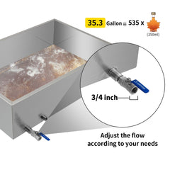 Maple Syrup Evaporator Pan 36x24x9.5 Inch Stainless Steel Maple Syrup Boiling Pan with Valve