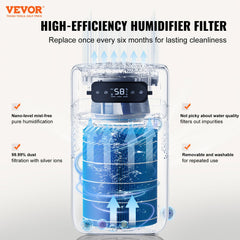 White Bostome 5L evaporative humidifier with digital display and water tank.