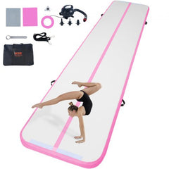 Gymnastics Air Mat - 4 Thick Tumbling Mat w/ Electric Pump (16 ft, Pink) | Training Mats for Gym, Yoga, Cheerleading at Home