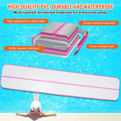 Gymnastics Air Mat - 4 Thick Tumbling Mat w/ Electric Pump (16 ft, Pink) | Training Mats for Gym, Yoga, Cheerleading at Home