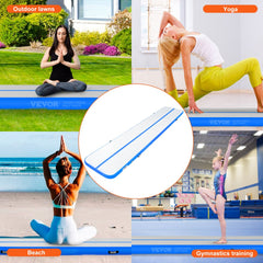 Gymnastics Air Mat, 4 inch Thickness Inflatable Gymnastics Tumbling Mat, Tumble Track with Electric Pump, Training Mats for Home Use/Gym/Yoga/Cheerleading/Beach/Park/Water, 16 ft, Blue