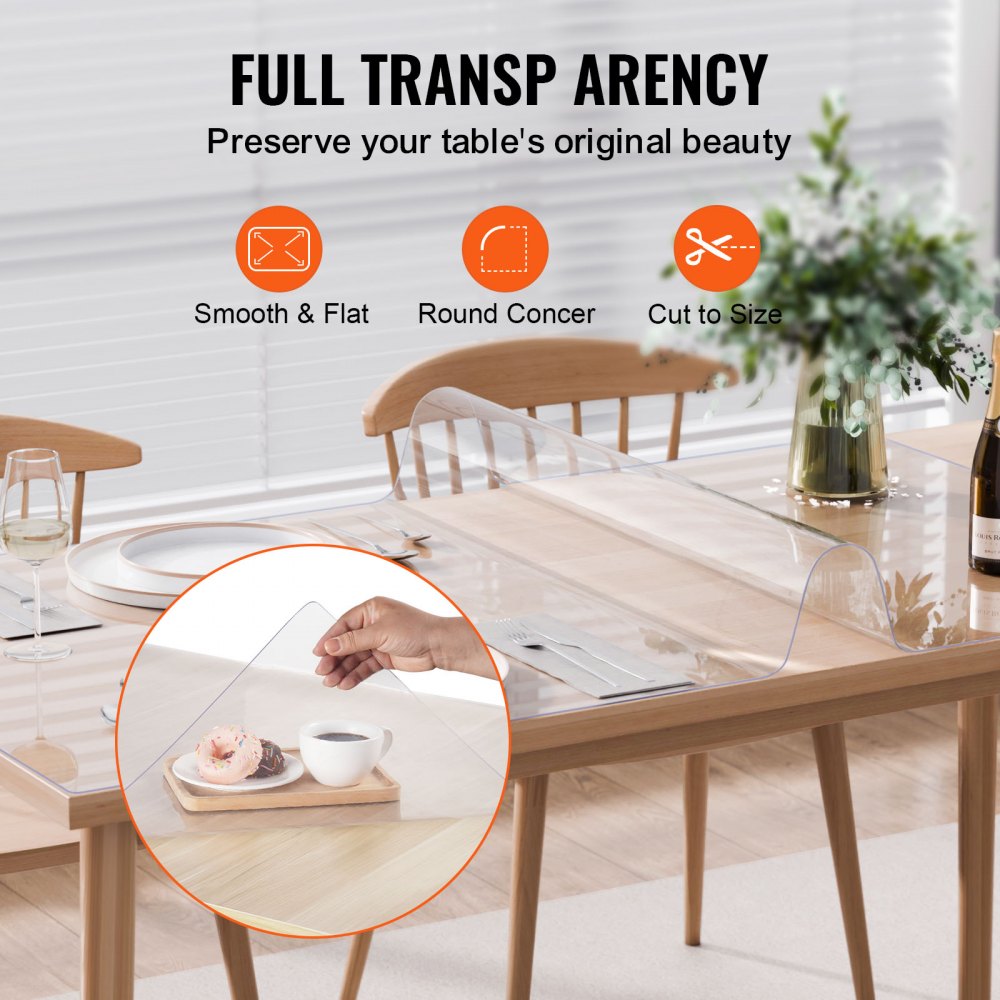 PVC Table Protector 16x32 Inch Clear Plastic Desk Protector 1.5mm Thick