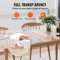 PVC Table Protector 40x80 Inch Clear Plastic Desk Protector 2.0mm Thick