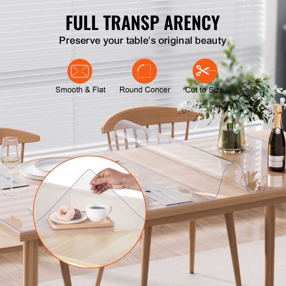 PVC Table Protector 42x60 Inch Clear Plastic Desk Protector 2.0mm Thick