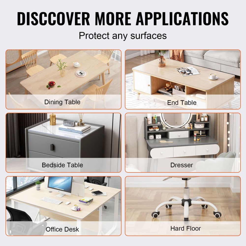 Clear Table Cover Protector, 36" x 72" Table Cover, 1.5 mm Thick PVC Plastic Tablecloth, Waterproof Desktop Protector for Writing Desk, Coffee Table, Dining Room Table