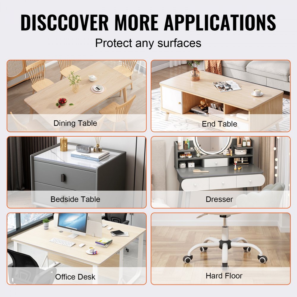 Clear Table Cover Protector, 18" x 36"/457 x 925.4 mm Table Cover, 1.5 mm Thick PVC Plastic Tablecloth, Waterproof Desktop Protector for Writing Desk, Coffee Table, Dining Room Table