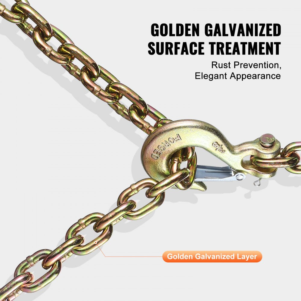 Binder Chain G80 Tie Down Tow Chain with Hook 3/8" x 2.9` 2 Pack 7100 lbs