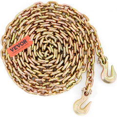 Transport Binder Chain, 7100 lbs Working Load Limit, 3/8`` x 20` G80 Tow Chain Tie Down with Grab Hooks, DOT Certified, Galvanized Coating Manganese Steel for Dock Factory Construction Site