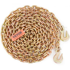 Transport Binder Chain, 4900 lbs Working Load Limit, 5/16`` x 20` G80 Tow Chain Tie Down with Grab Hooks, DOT Certified, Galvanized Coating Manganese Steel for Dock Factory Construction Site