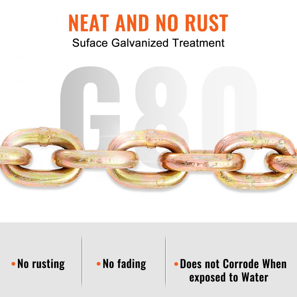 Transport Binder Chain, 4900 lbs Working Load Limit, 5/16`` x 20` G80 Tow Chain Tie Down with Grab Hooks, DOT Certified, Galvanized Coating Manganese Steel for Dock Factory Construction Site