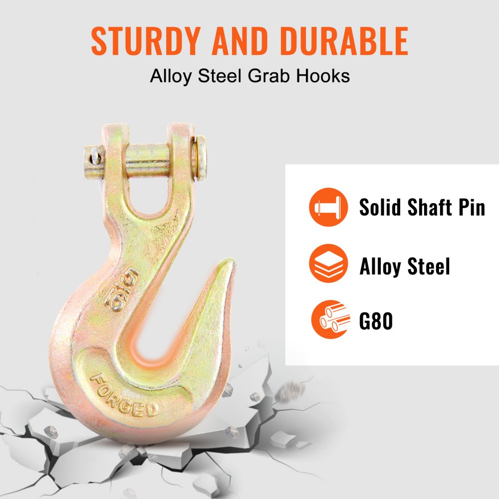 Transport Binder Chain, 4900 lbs Working Load Limit, 5/16`` x 20` G80 Tow Chain Tie Down with Grab Hooks, DOT Certified, Galvanized Coating Manganese Steel for Dock Factory Construction Site