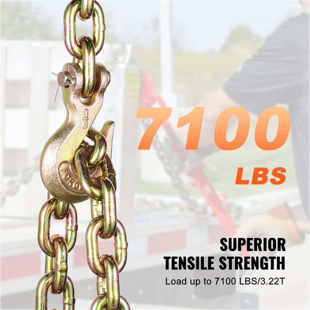 Binder Chain G80 Tie Down Tow Chain with Two Hooks 3/8" x 10.3` 7100 lbs