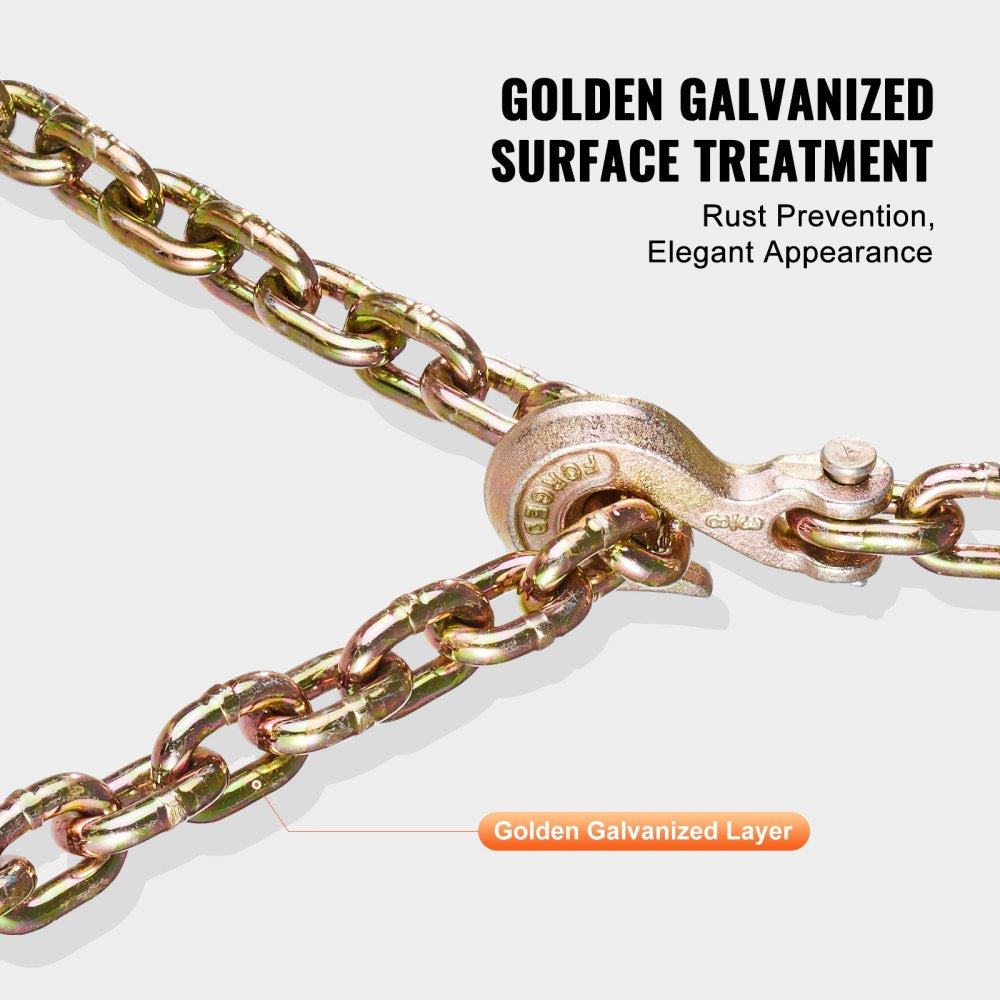 Binder Chain G80 Tie Down Tow Chain with Two Hooks 3/8" x 10.3` 7100 lbs