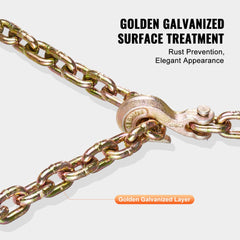 Binder Chain G80 Tie Down Tow Chain with Two Hooks 3/8" x 10.3` 7100 lbs