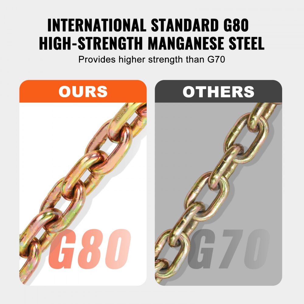 Binder Chain G80 Tie Down Tow Chain with Two Hooks 5/16" x 14.2` 4900 lbs