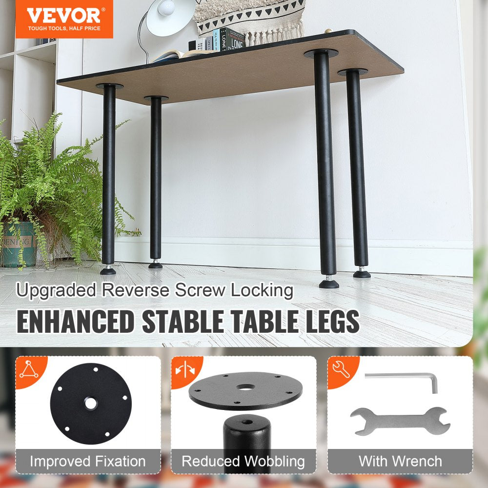30" Solid Steel Adjustable Desk Legs Office Table Furniture Set of 4 Black