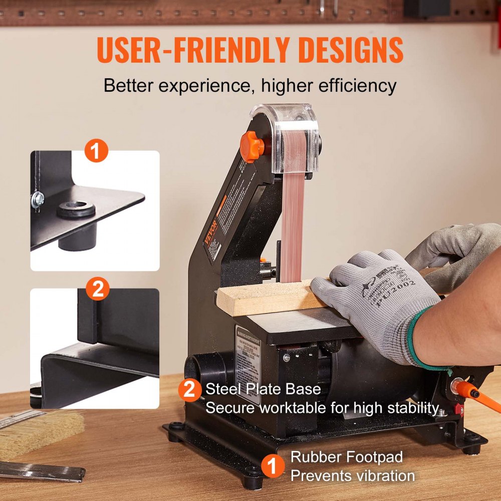 5" Disc Sander and 1" x 30" Belt Sander Combo with 2.5A Induction Motor, Powerful Woodworking Bench Sander with 0-45° Adjustable Cast Aluminum Work Table