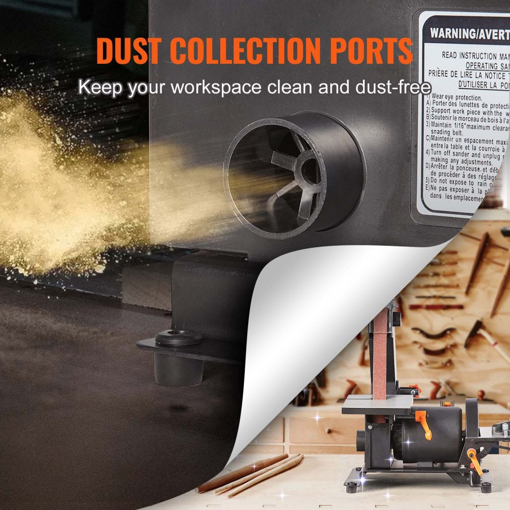 5" Disc Sander and 1" x 30" Belt Sander Combo with 2.5A Induction Motor, Powerful Woodworking Bench Sander with 0-45° Adjustable Cast Aluminum Work Table