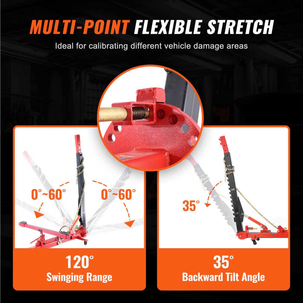 Auto Body Frame Straightener, 6 Ton Tension Car Frame Puller, Auto Body Frame Machine with Swivel Post, Hydraulic Foot Pump, Airbag Jack and Pulling Clamp Set, for Auto Body Frame Repair