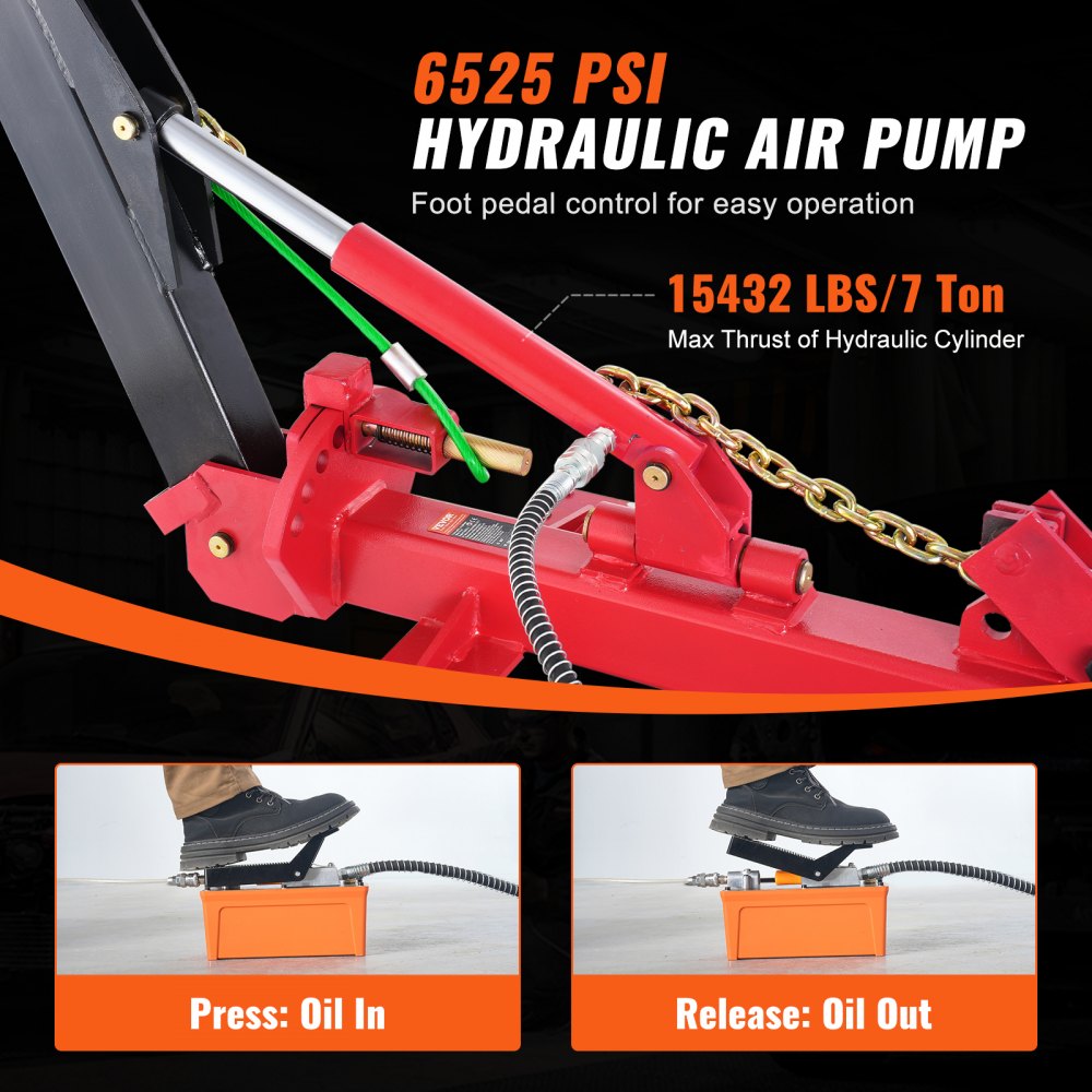 Auto Body Frame Straightener, 6 Ton Tension Car Frame Puller, Auto Body Frame Machine with Swivel Post, Hydraulic Foot Pump, Airbag Jack and Pulling Clamp Set, for Auto Body Frame Repair