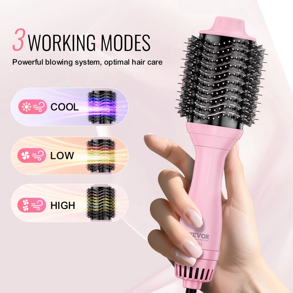Hair Blow Dryer Brush, Ionic Hot Air Styling Brush with 2.6" & 2.95" Head