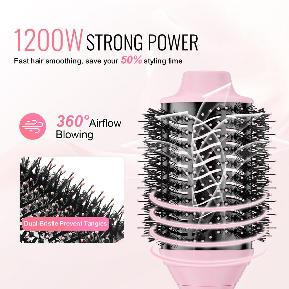 Hair Blow Dryer Brush, Ionic Hot Air Styling Brush with 2.6" & 2.95" Head