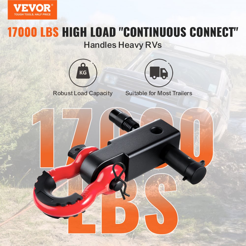 2" Trailer Shackle Hitch Receiver D-Ring Recovery for Truck Jeep 66000 lbs