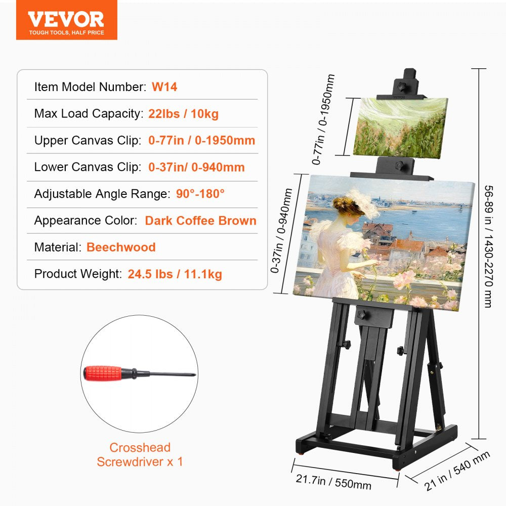 Studio H-Frame Easel Holds Canvas Art up to 77" Beechwood Artists Easel