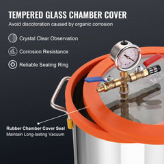 3 Gallon Vacuum Chamber and 3.5 CFM Pump Kit, Tempered Glass Lid Vacuum Degassing Chamber Kit, Single Stage Vacuum Pump with 250 ml Oil Bottle, for Stabilizing Wood, Degassing Silicones, Epoxies