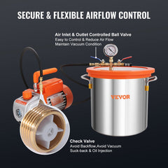 3 Gallon Vacuum Chamber and 3.5 CFM Pump Kit, Tempered Glass Lid Vacuum Degassing Chamber Kit, Single Stage Vacuum Pump with 250 ml Oil Bottle, for Stabilizing Wood, Degassing Silicones, Epoxies