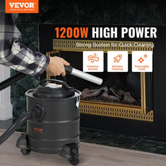 Bostome 5-gallon ash vacuum cleaner with a 1200W motor and flexible heat-resistant hose.