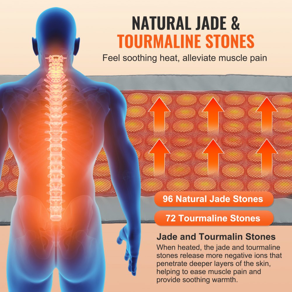 Far Infrared Heating Pad 96 Natural Jade & 72 Tourmaline Stone Heating Pad