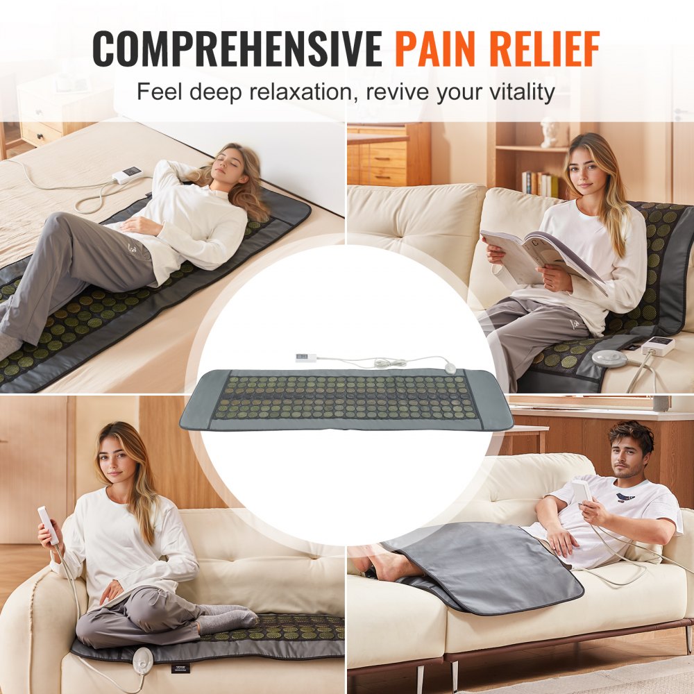 Far Infrared Heating Pad 96 Natural Jade & 72 Tourmaline Stone Heating Pad