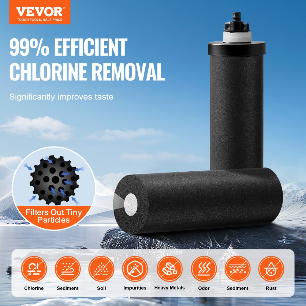 2.25G Gravity-fed Water Filter Countertop System Stainless Steel 2 Filters