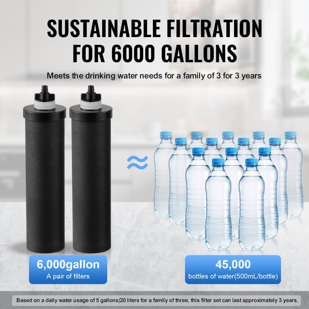 2.25G Gravity-fed Water Filter Countertop System Stainless Steel 2 Filters