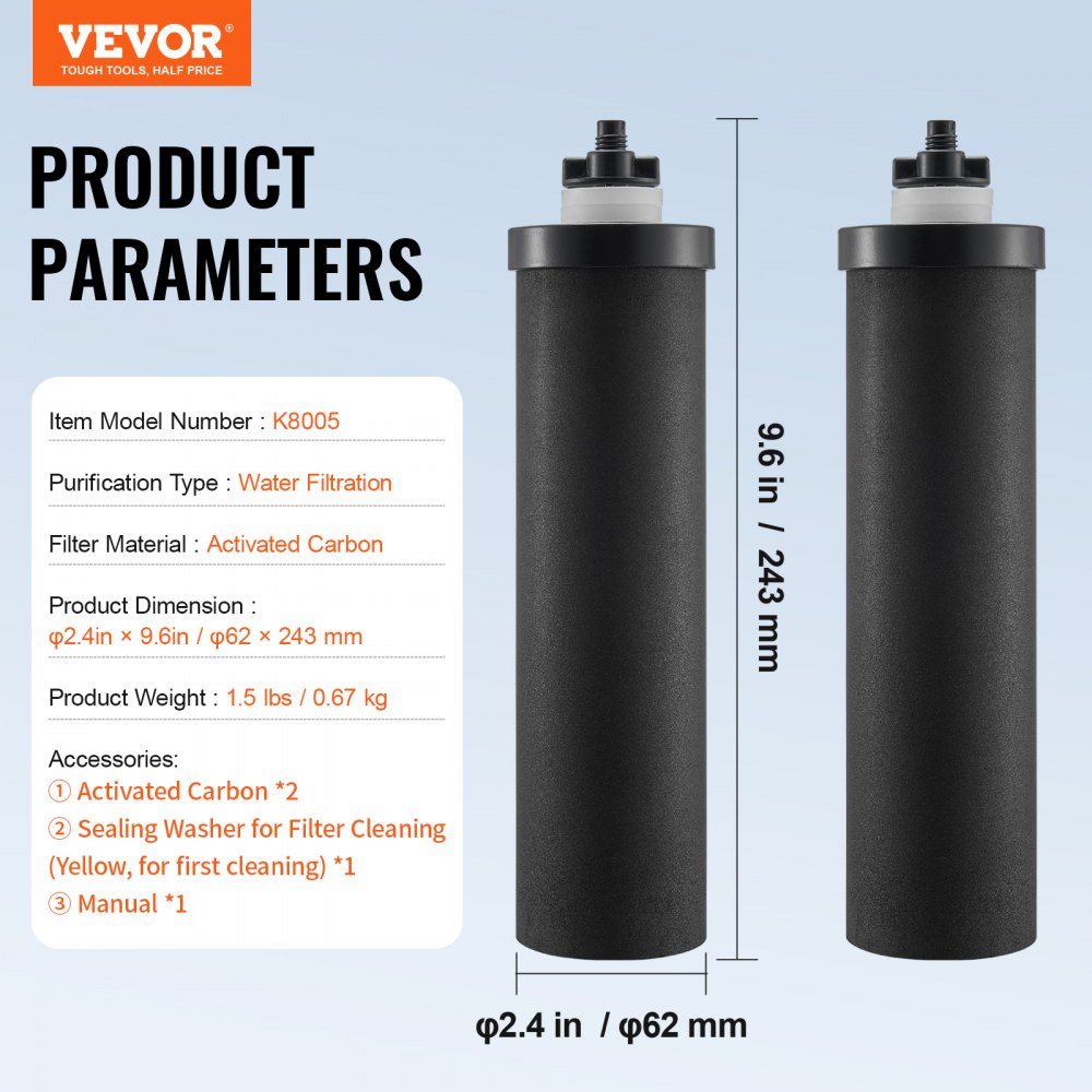 Purification Water Filter Replacement for Gravity Filter System 2 Pack