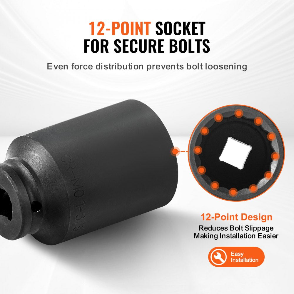 8-piece deep 12-point metric axle nut impact socket set in a portable storage case.