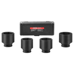 Bostome 1/2" drive 4-piece SAE axle nut impact socket set in black case.