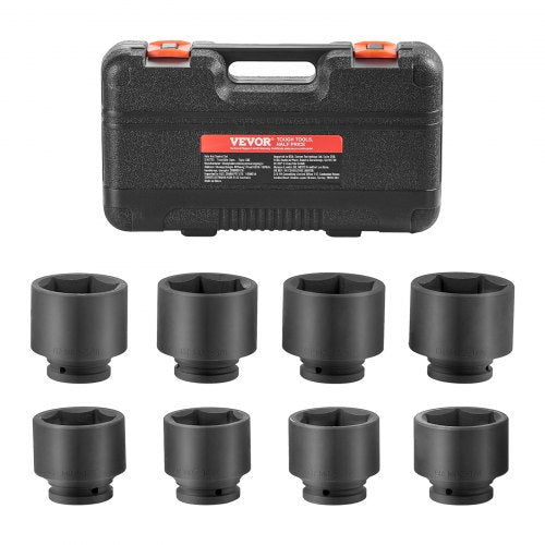 Black 8-piece 3/4" drive SAE axle nut impact socket set in a case.