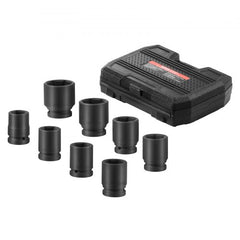 8-piece 3/4" drive metric axle nut impact socket set in black case.
