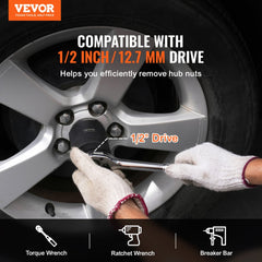 Six-piece spindle nut socket set with heat-treated steel and portable storage case.