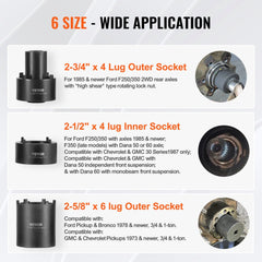Bostome 1/2" drive spindle nut socket set with six precision-sized sockets in a portable case.