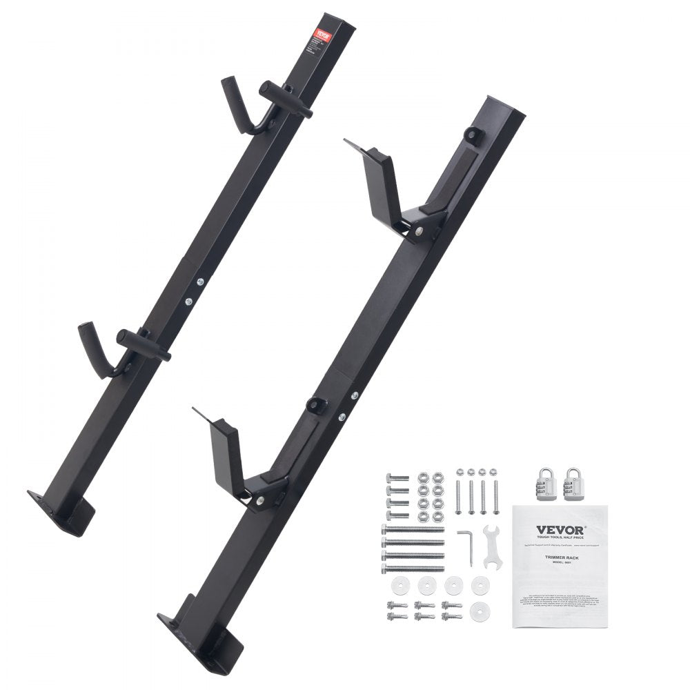 Trimmer Rack, 2 Place Weeder Trimmer Rack, Trim Holder Trailer Rack Carrier with Zinc Alloy Password Lock, Mount On Landscape Truck Trailer Enclosed Trimmer Rack Weed Eater Racks, Pair