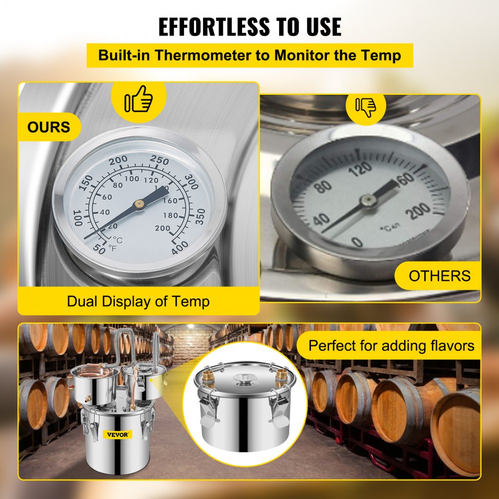 Alcohol Still, 3 Gallon, Stainless Steel Alcohol Distiller with Copper Tube & Build-in Thermometer & Water Pump, Double Thumper Keg Home Brewing Kit, for DIY Whiskey Wine Brandy