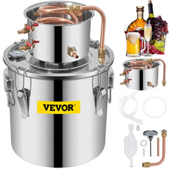 12L Water Alcohol Distiller 3GAL Copper Wine Making Boiler Multi Home DIY Brewing Distilling Kit for Fruit Wine, Water, Brandy, And Refining Plant Extracts