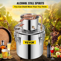 Moonshine Still 5 Gal 21L, Distillery Kit with Circulating Pump, Alcohol Still Copper Tube, Whiskey Distilling Kit w/Build-In Thermometer, Whiskey Making Kit for DIY Alcohol, Stainless Steel