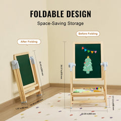 2-in-1 Kids Art Easel Double-Sided Wooden Magnetic Whiteboard Chalkboard
