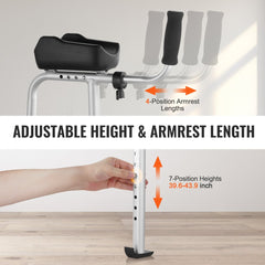 2 in 1 Folding Walker with Armrest Pads & 5" Solid Wheel Height Adjustable