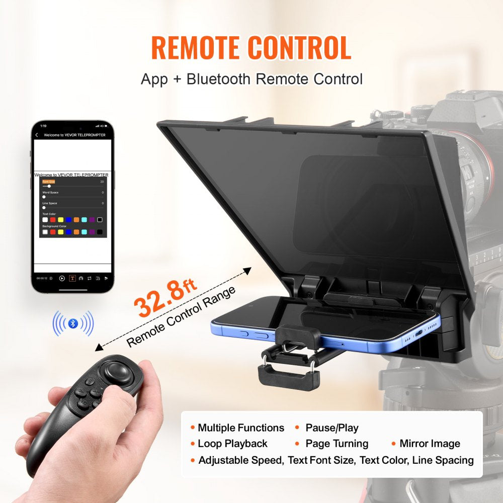 8`` Portable Teleprompter Remote for Webcam Smartphone Live Streaming