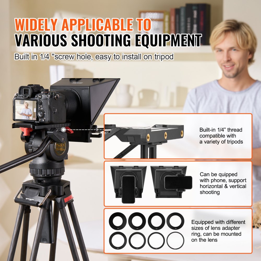 8`` Portable Teleprompter Remote for Webcam Smartphone Live Streaming